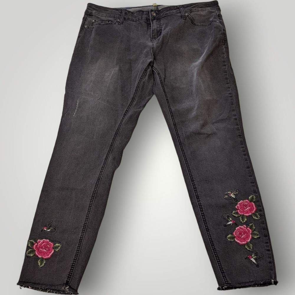 TRUE CRAFT Mid Rise Jeans Women's 16 Black 5-Pocket Super Stretch
